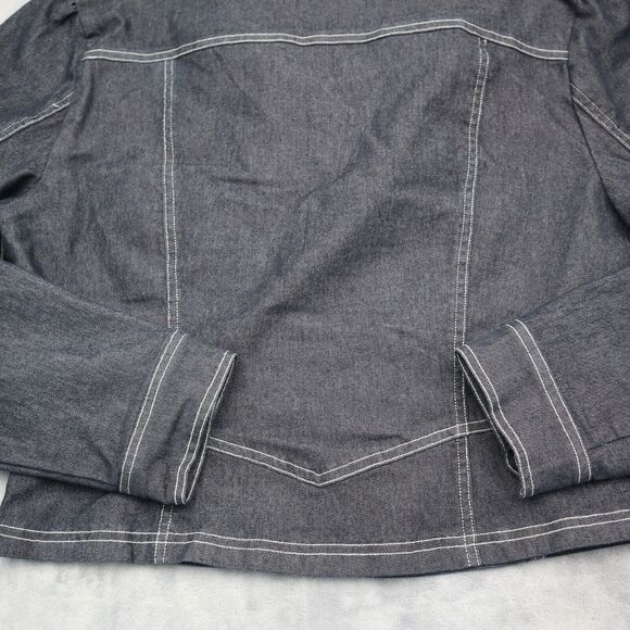 Clio Jacket Womens 16 Black Long Sleeve Button Up Collared Short Denim - Picture 16 of 16
